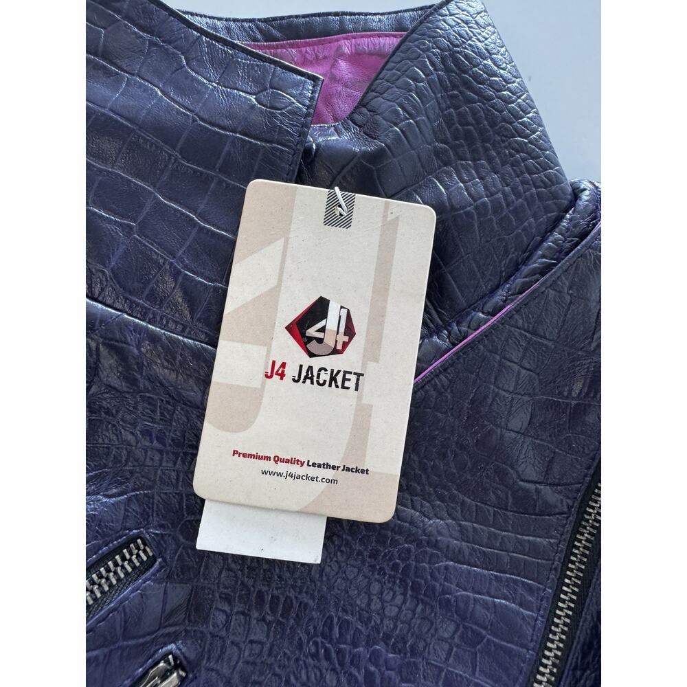 J4 Mal Descendants Dove Cameron Purple Studded Leather Jacket Size M - Picture 9 of 9
